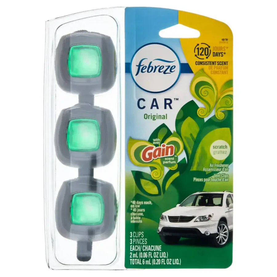 Febreze Odor Eliminating Car Air Freshener, Gain Original Scent, 0.06 oz, 12 Count, 4 Pack - 1