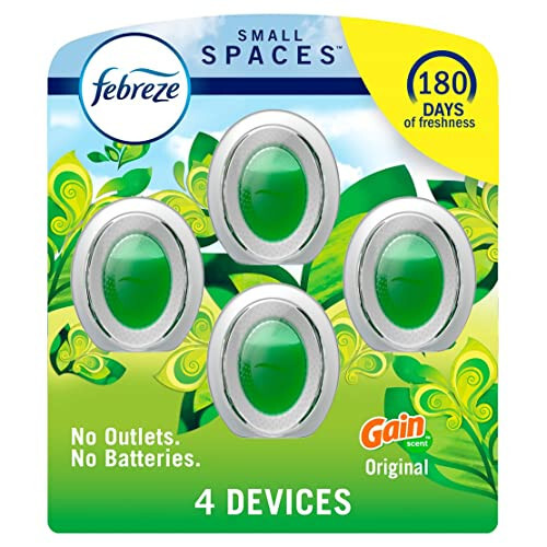 Febreze Small Spaces Air Freshener, Plug in Alternative Air Freshener for Home Long Lasting, Gain Original Scent, Bathroom Air Freshener, Closet Air Fresheners, Odor Fighter for Strong Odor (4 Count) - 1