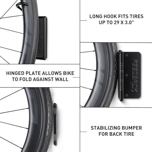 Feedback Sports Velo Hinge 2.0, Pivoting Bike Wall Mount, Vertical Bike Hanger, Space Saving Bike Storage, Fold Away Bike Hook, Garage Bike Rack - 3