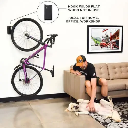 Feedback Sports Velo Hinge 2.0, Pivoting Bike Wall Mount, Vertical Bike Hanger, Space Saving Bike Storage, Fold Away Bike Hook, Garage Bike Rack - 6