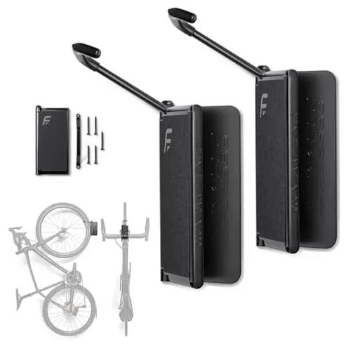 Feedback Sports Velo Hinge 2.0 Pivoting Swivel Bike Wall Mount, 2 Pack | Two wall mounts organize multiple bikes vertically; pivoting design saves floor space in garages and apartments - Feedback