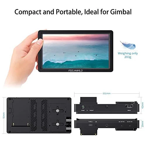 FEELWORLD FW568S 6-дюймовый монитор для камеры 1920x1080 IPS DSLR полевой монитор для камеры с FHD IPS 3G-SDI 4K HDMI F970 внешним питанием и комплектом установки - 4