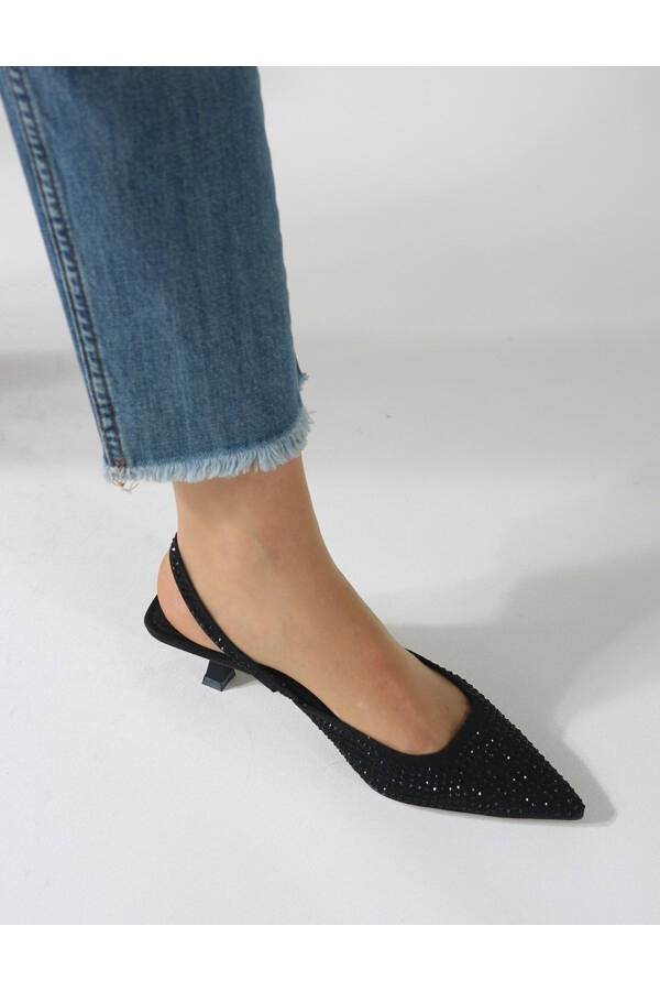 Fegi Black Stone Short Heel Women's Shoes - 8