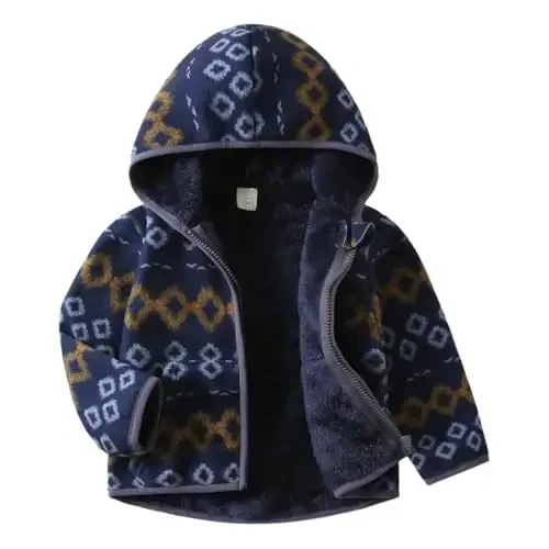 Feidoog Toddler Fleece Jacket Baby Boys Girls Hooded Zipper Long Sleeve Thick Warm Outerwear - MODAZONE