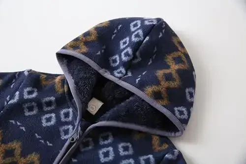 Feidoog Toddler Fleece Jacket Baby Boys Girls Hooded Zipper Long Sleeve Thick Warm Outerwear - 2