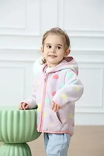 Feidoog Toddler Fleece Jacket Baby Boys Girls Hooded Zipper Long Sleeve Thick Warm Outerwear - 5