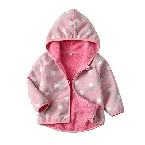 Feidoog Toddler Fleece Jacket Baby Boys Girls Hooded Zipper Long Sleeve Thick Warm Outerwear 