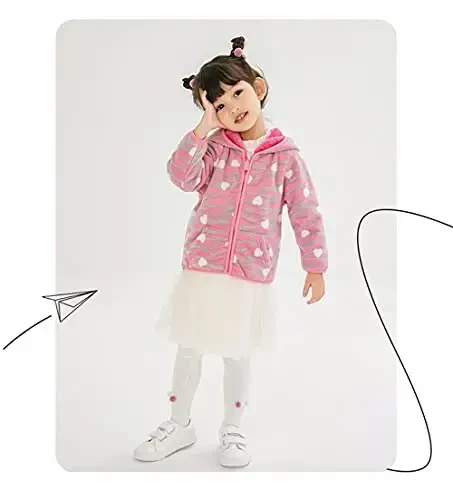 Feidoog Toddler Fleece Jacket Baby Boys Girls Hooded Zipper Long Sleeve Thick Warm Outerwear - 4