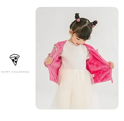 Feidoog Toddler Fleece Jacket Baby Boys Girls Hooded Zipper Long Sleeve Thick Warm Outerwear - 5