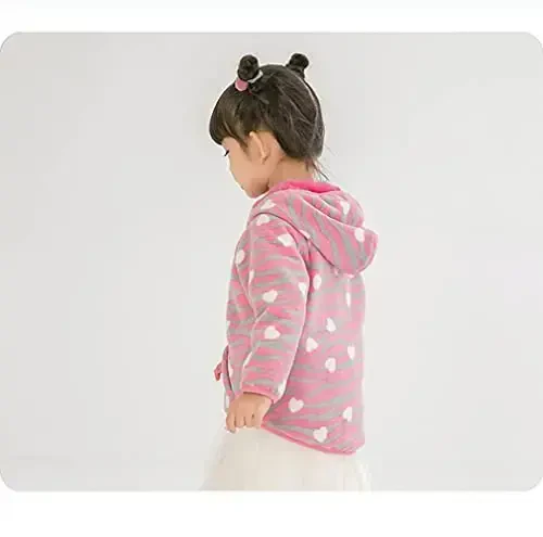 Feidoog Toddler Fleece Jacket Baby Boys Girls Hooded Zipper Long Sleeve Thick Warm Outerwear - 6