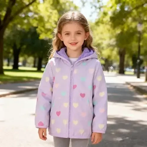 Feidoog Toddler Fleece Jacket Baby Boys Girls Hooded Zipper Long Sleeve Thick Warm Outerwear - 5