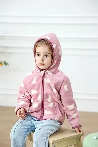 Feidoog Toddler Fleece Jacket Baby Boys Girls Hooded Zipper Long Sleeve Thick Warm Outerwear - 4