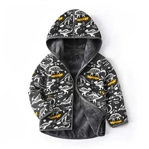 Feidoog Toddler Fleece Jacket Baby Boys Girls Hooded Zipper Long Sleeve Thick Warm Outerwear - 1
