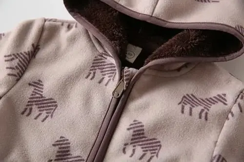 Feidoog Toddler Fleece Jacket Baby Boys Girls Hooded Zipper Long Sleeve Thick Warm Outerwear - 3