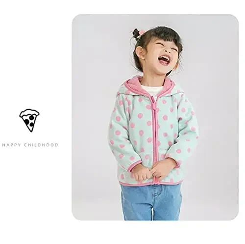 Feidoog Toddler Fleece Jacket Baby Boys Girls Hooded Zipper Long Sleeve Thick Warm Outerwear - 4