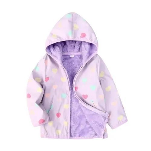 Feidoog Toddler Fleece Jacket Baby Boys Girls Hooded Zipper Long Sleeve Thick Warm Outerwear - 6