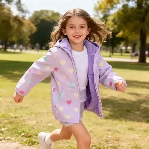 Feidoog Toddler Fleece Jacket Baby Boys Girls Hooded Zipper Long Sleeve Thick Warm Outerwear - 4