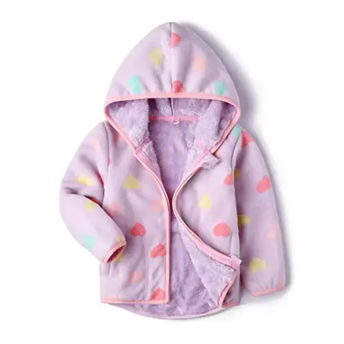 Feidoog Toddler Fleece Jacket Baby Boys Girls Hooded Zipper Long Sleeve Thick Warm Outerwear 