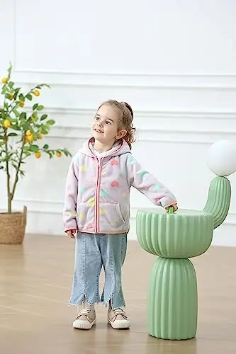 Feidoog Toddler Fleece Jacket Baby Boys Girls Hooded Zipper Long Sleeve Thick Warm Outerwear - 3