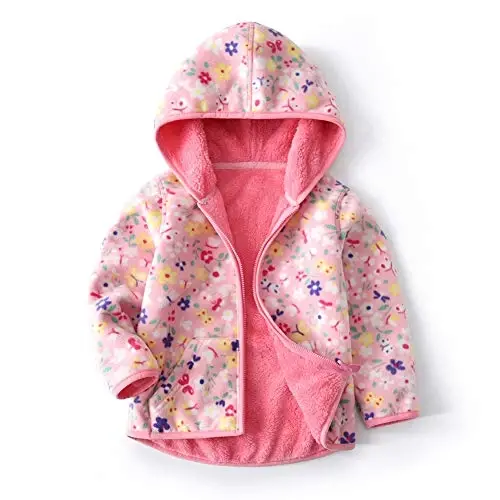 Feidoog Toddler Fleece Jacket Baby Boys Girls Hooded Zipper Long Sleeve Thick Warm Outerwear 
