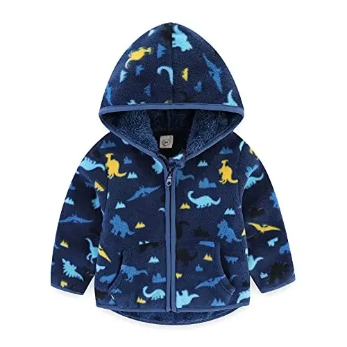 Feidoog Toddler Fleece Jacket Baby Boys Girls Hooded Zipper Long Sleeve Thick Warm Outerwear 