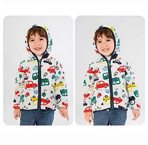 Feidoog Toddler Fleece Jacket Baby Boys Girls Hooded Zipper Long Sleeve Thick Warm Outerwear - 3