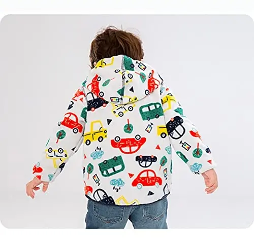 Feidoog Toddler Fleece Jacket Baby Boys Girls Hooded Zipper Long Sleeve Thick Warm Outerwear - 2