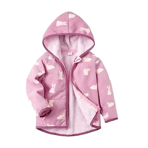 Feidoog Toddler Fleece Jacket Baby Boys Girls Hooded Zipper Long Sleeve Thick Warm Outerwear - FEIDOOG