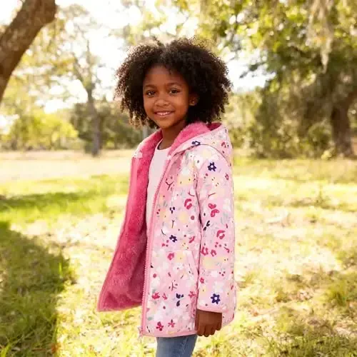 Feidoog Toddler Fleece Kurtka Chaqaloq O'g'il Bolalar Qizlar Kapüşonlu Fermuar Uzun Qisma Qalin Issiq Ustki Kiyim - 5