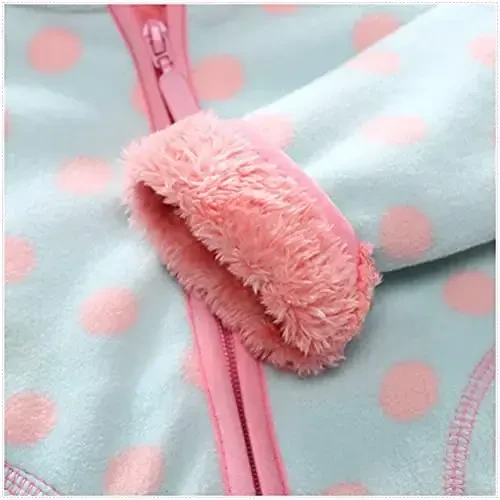 Feidoog Toddler Fleece Kurtka Chaqaloq O'g'il Bolalar Qizlar Kapüşonlu Fermuar Uzun Qisma Qalin Issiq Ustki Kiyim - 3