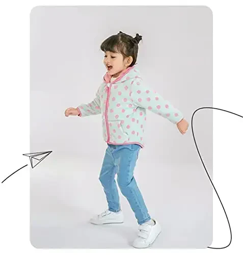 Feidoog Toddler Fleece Kurtka Chaqaloq O'g'il Bolalar Qizlar Kapüşonlu Fermuar Uzun Qisma Qalin Issiq Ustki Kiyim - 5