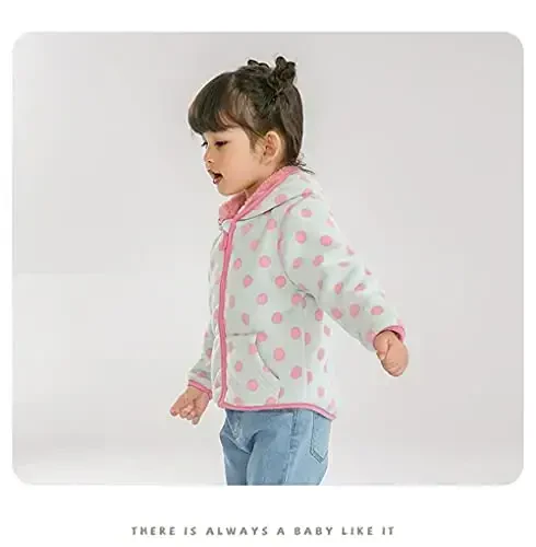 Feidoog Toddler Fleece Kurtka Chaqaloq O'g'il Bolalar Qizlar Kapüşonlu Fermuar Uzun Qisma Qalin Issiq Ustki Kiyim - 6