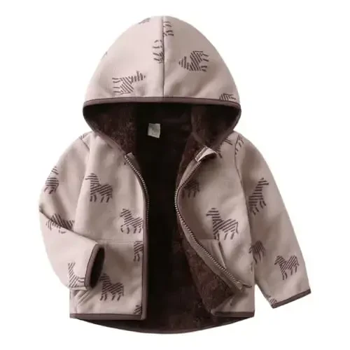 Feidoog Toddler Fleece Kurtka Chaqaloq O'g'il Qizlar Kapüşonli Fermuar Uzun Qisma Qalin Issiq Ustki Kiyim 