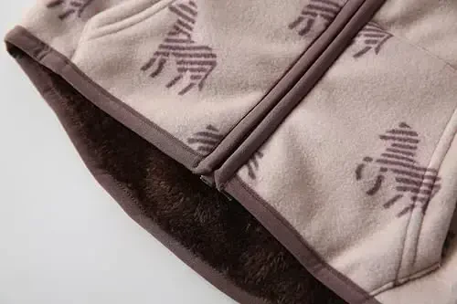 Feidoog Toddler Fleece Kurtka Chaqaloq O'g'il Qizlar Kapüşonli Fermuar Uzun Qisma Qalin Issiq Ustki Kiyim - 4