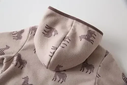 Feidoog Toddler Fleece Kurtka Chaqaloq O'g'il Qizlar Kapüşonli Fermuar Uzun Qisma Qalin Issiq Ustki Kiyim - 5