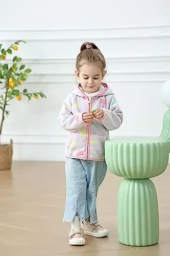 Feidoog Toddler Fleece Jacket Baby Boys Girls Hooded Zipper Long Sleeve Thick Warm Outerwear - 2