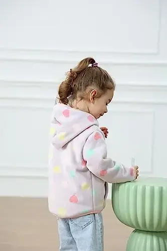 Feidoog Toddler Fleece Jacket Baby Boys Girls Hooded Zipper Long Sleeve Thick Warm Outerwear - 4