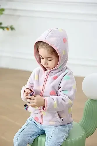 Feidoog Toddler Fleece Jacket Baby Boys Girls Hooded Zipper Long Sleeve Thick Warm Outerwear - 6