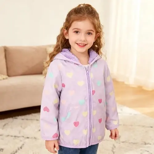 Feidoog Toddler Fleece Jacket Baby Boys Girls Hooded Zipper Long Sleeve Thick Warm Outerwear - 3