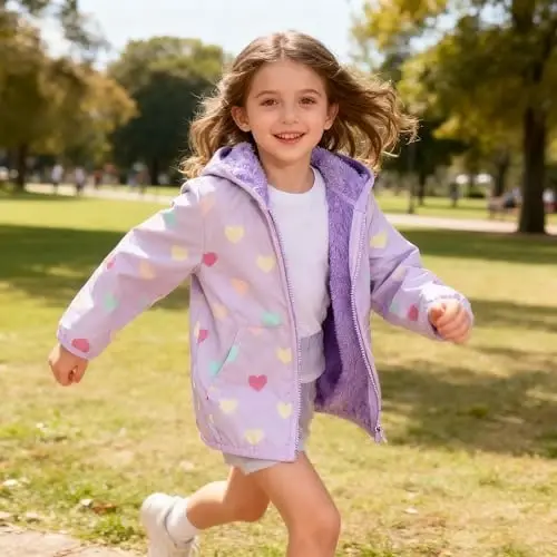 Feidoog Toddler Fleece Jacket Baby Boys Girls Hooded Zipper Long Sleeve Thick Warm Outerwear - 4