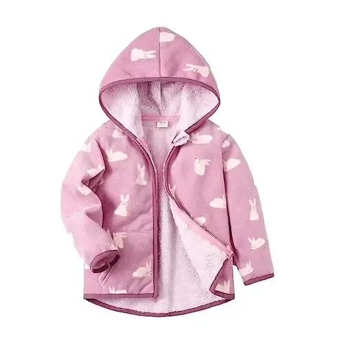 Feidoog Toddler Fleece Jacket Baby Boys Girls Hooded Zipper Long Sleeve Thick Warm Outerwear - 1