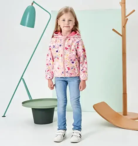 Feidoog Toddler Fleece Kurtka Chaqaloq O'g'il Qizlar Kapüşonlu Suv o'tkazmaydigan Fermuar Uzun Yengli Qalin Issiq Ustki Kiyim - 4