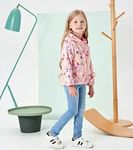 Feidoog Toddler Fleece Kurtka Chaqaloq O'g'il Qizlar Kapüşonlu Suv o'tkazmaydigan Fermuar Uzun Yengli Qalin Issiq Ustki Kiyim - 5