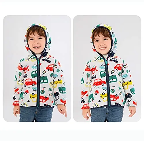 Feidoog Toddler Fleece Jacket Baby Boys Girls Hooded Zipper Long Sleeve Thick Warm Outerwear - 3