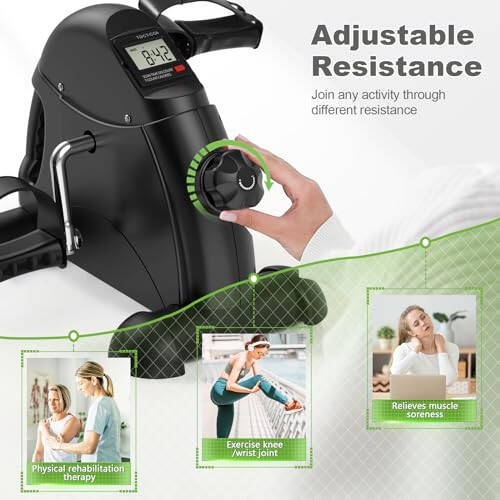 FEIERDUN Mini Exercise Bike, Under Desk Bike Pedal Exerciser Portable Foot Cycle Arm & Leg Peddler Machine with LCD Screen Displays - 3