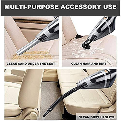 Feiyx 12V Car Vacuum Cleaner, 4500Pa 106W Portable Household Cleaning Cordless Car Vacuum, High Power Portable Hand Held Car Cleaning (Color: White) - 4