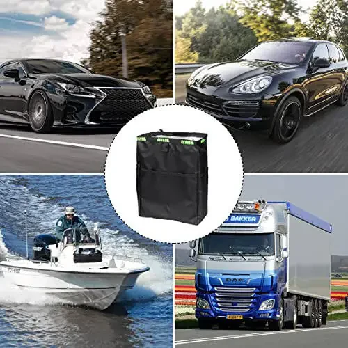 Fekey&JF Hanging Car Trash Can with Storage Pockets, Waterproof Leakproof Oxford Auto Garbage Bag, Multi-Use Organizer for Outdoor Traveling, Foldable Trash Bin for Truck, SUV, Home, Office (Blue) - 7