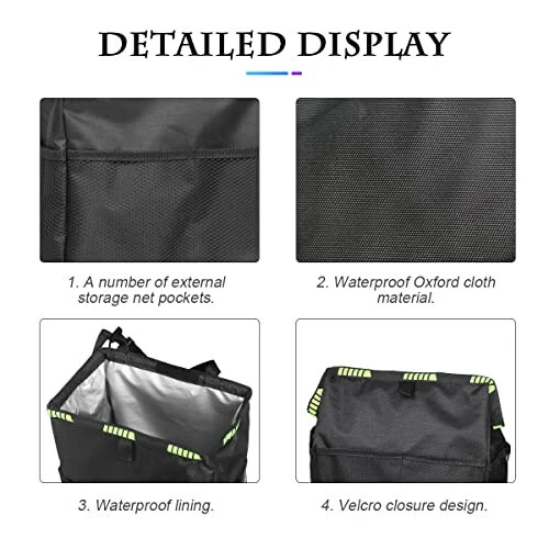 Fekey&JF Hanging Car Trash Can with Storage Pockets, Waterproof Leakproof Oxford Auto Garbage Bag, Multi-Use Organizer for Outdoor Traveling, Foldable Trash Bin for Truck, SUV, Home, Office (Gray) - 4
