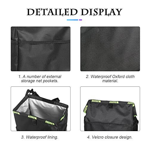 Fekey&JF Hanging Car Trash Can with Storage Pockets, Waterproof Leakproof Oxford Auto Garbage Bag, Multi-Use Organizer for Outdoor Traveling, Foldable Trash Bin for Truck, SUV, Home, Office (Gray) - 4