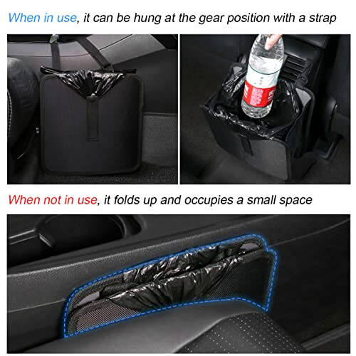 Fekey&JF Foldable Car Trash Can, Hanging Waterproof Leakproof Trash Can Storage Bag for Car with Large Capacity, Car Interior Accessories (Large) - 4